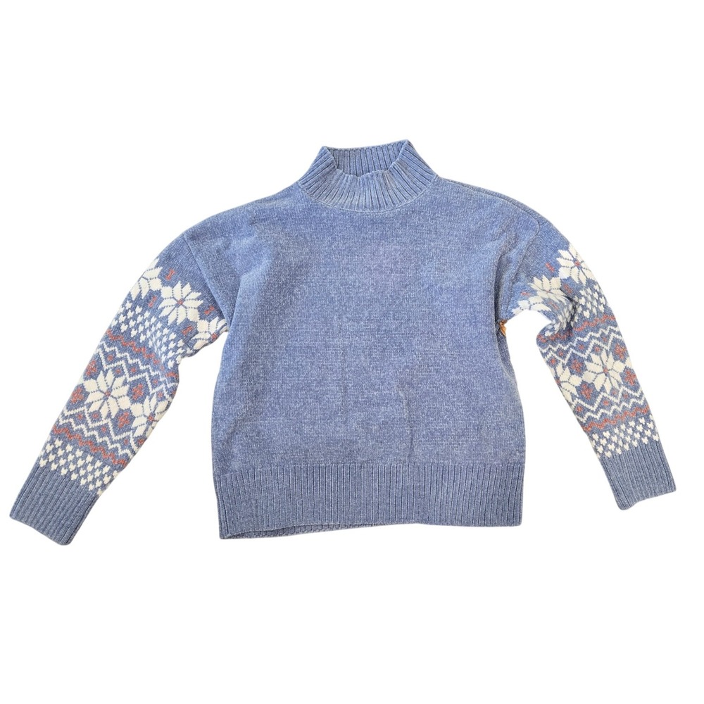Christian Siriano New York Women's Blue Snowflake Chenille Mock Neck Sweater